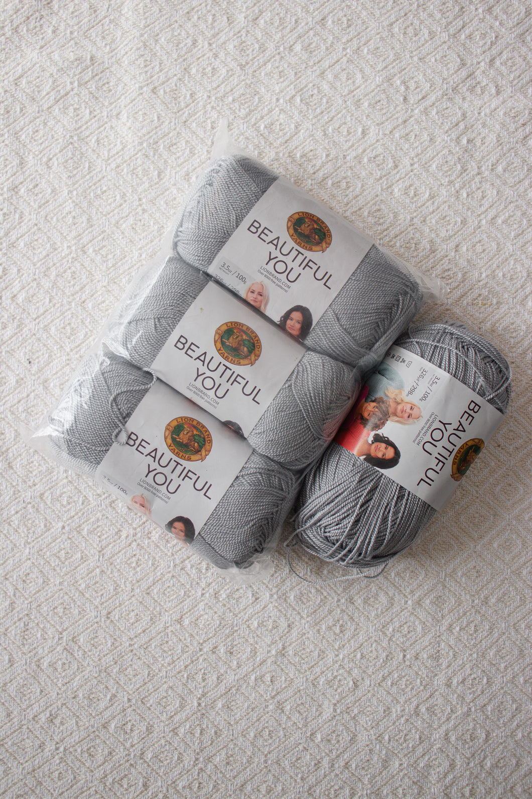 Lion Brand Beautiful You Yarn Bundle - Glacier Grey (4 skeins)
