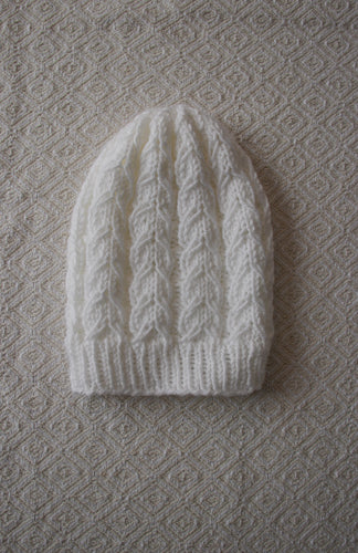 Cabled Hat - White
