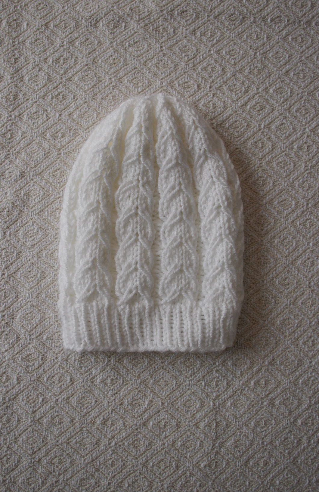 Cabled Hat - White