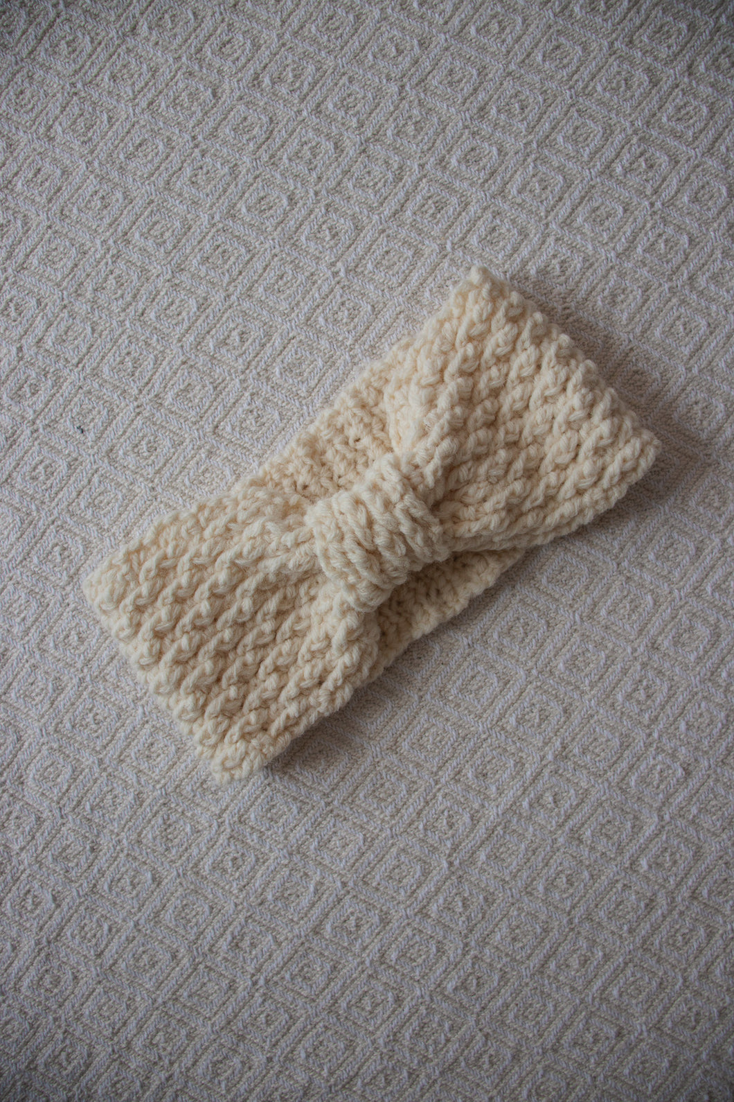 Whittier Headband in Cream (Original Pattern Design Sample)