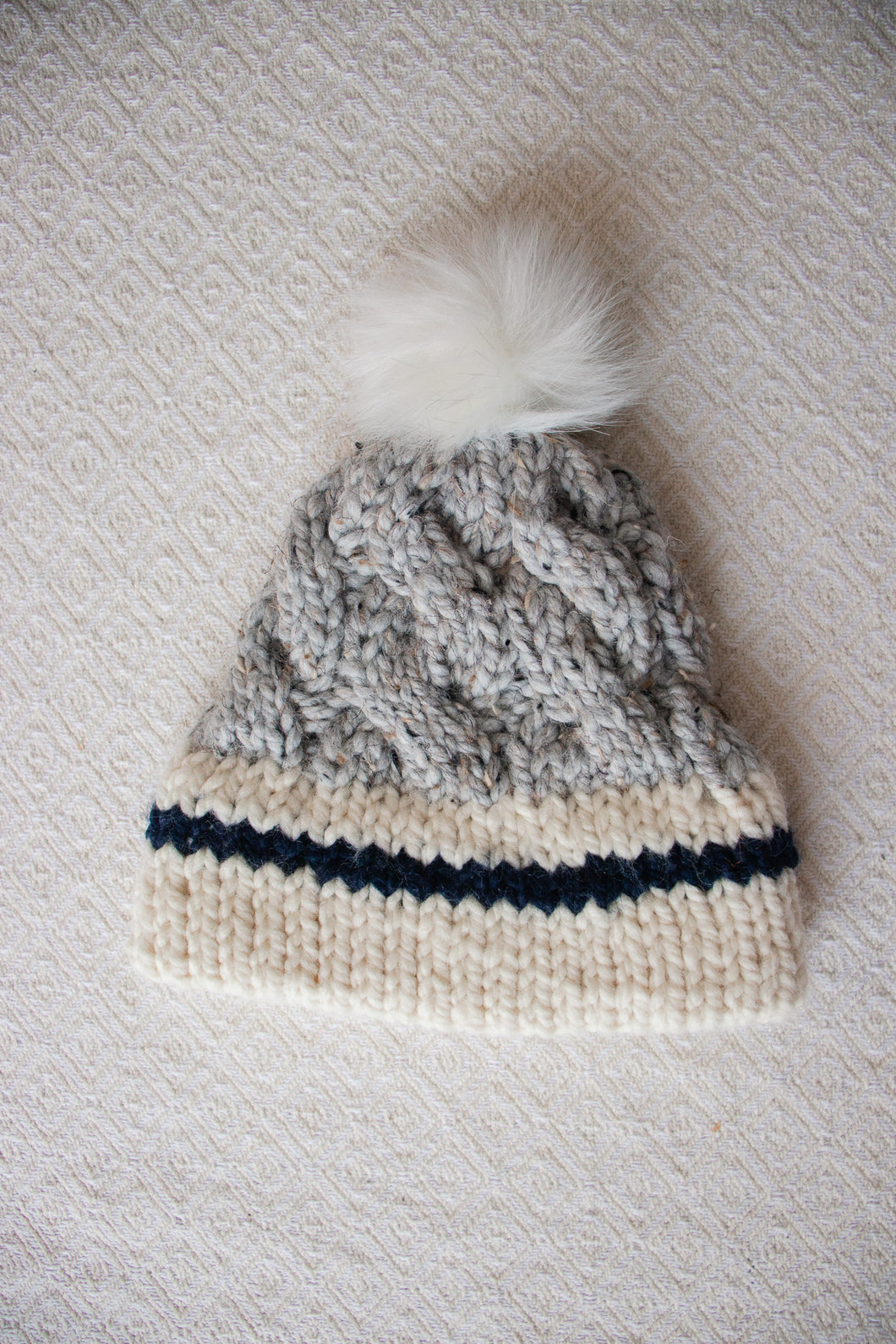 Double Brim Hat - Sock Monkey (Navy Stripe)