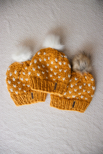 Tiny Hearts Hat - Mustard